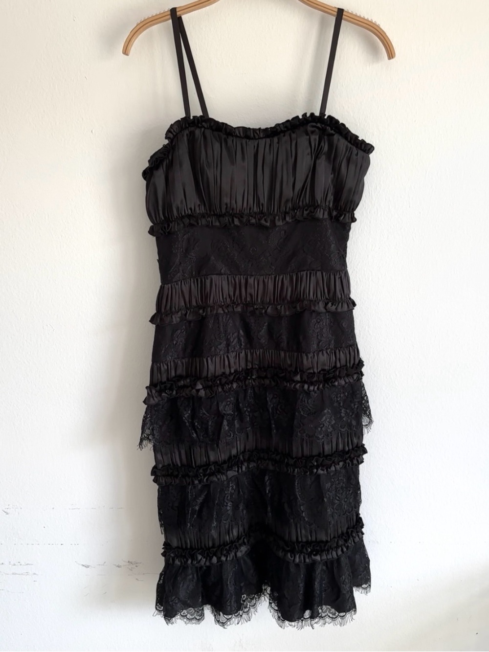 Vintage Y2K Lolita Dress Midi Goth Patchwork Lace Floral Whimsigoth Vampy Black